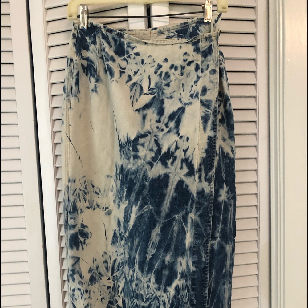 RETRO DENIM Calvin Klein vintage tie-dye wrap skirt